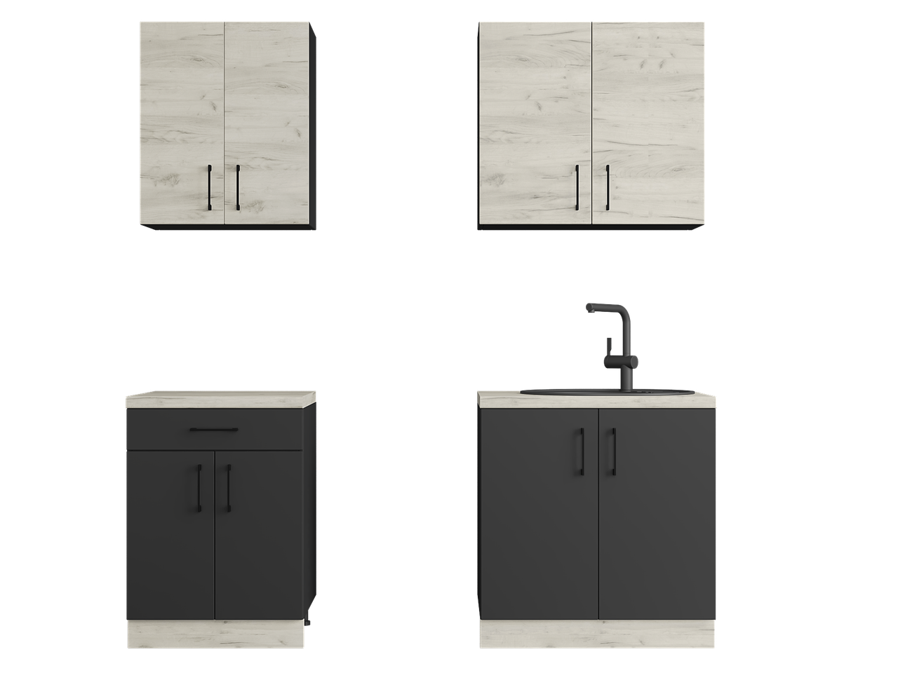 Кухня готовая Эверест К-2 Оптима без столешницы 1,9 м Крафт золотой/Антрацитовый (26007)