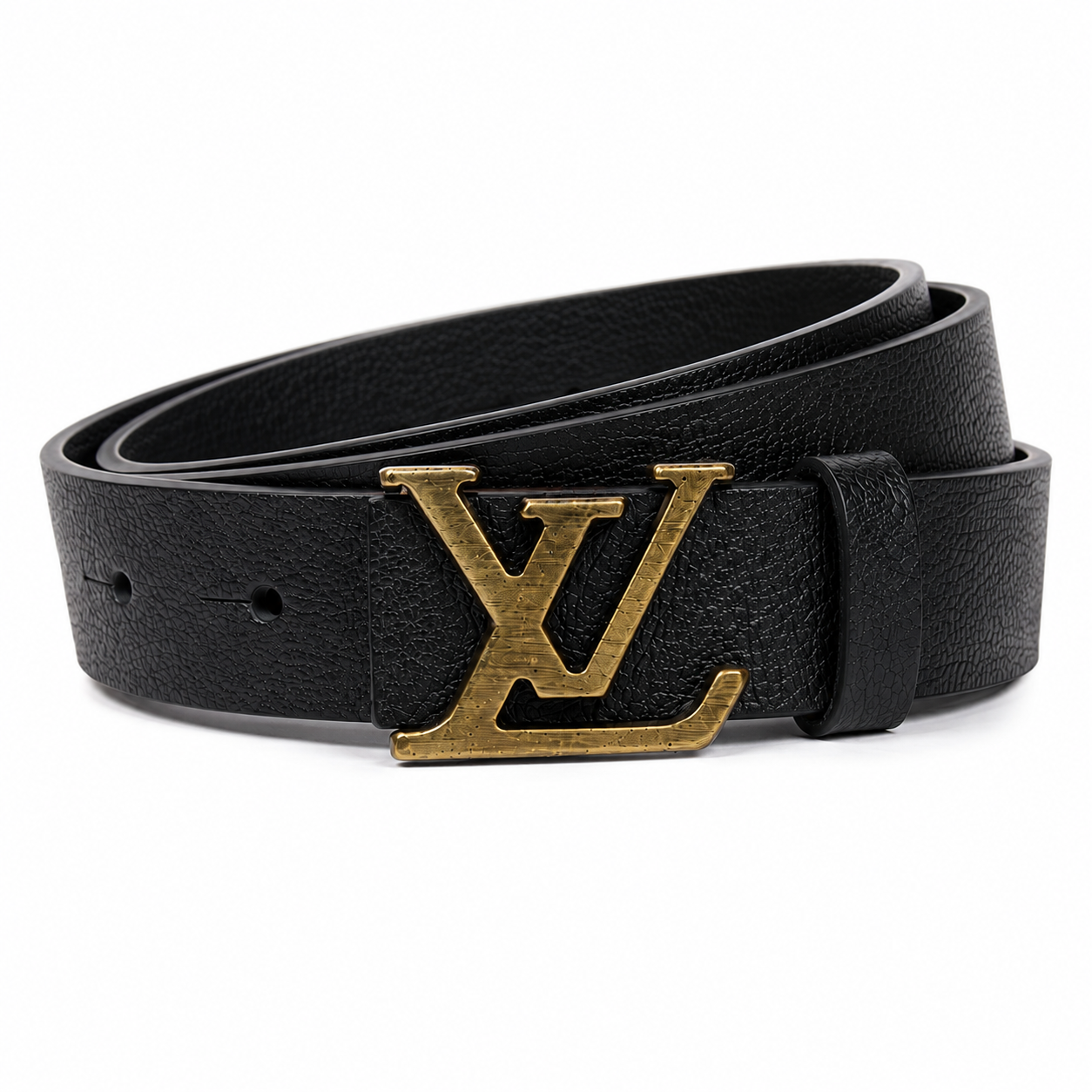 Ремінь жіночий шкіряний в стилі LOUIS VUITTON ширина 3 см пряжка бронза 120 см Чорний (36974672)