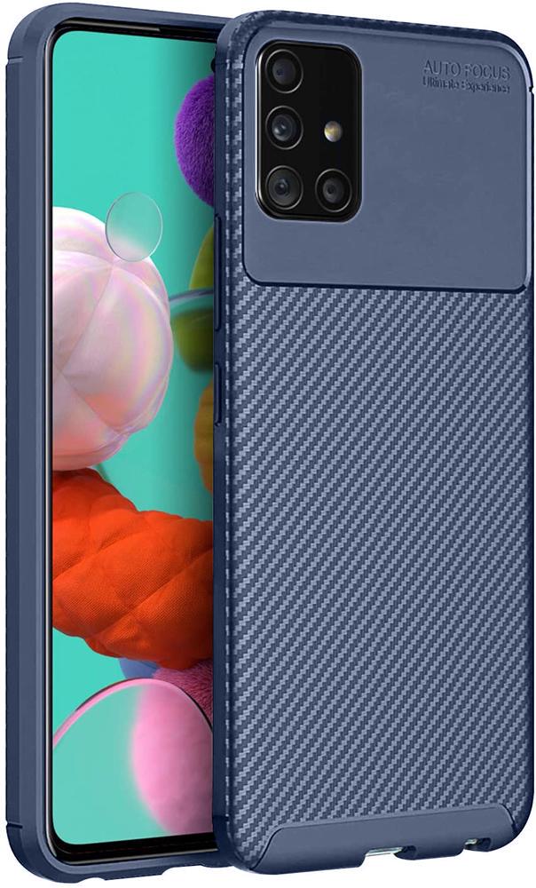 Чехол накладка Auto Focus Carbon для Samsung Galaxy A51 A515 Blue (20062-28)
