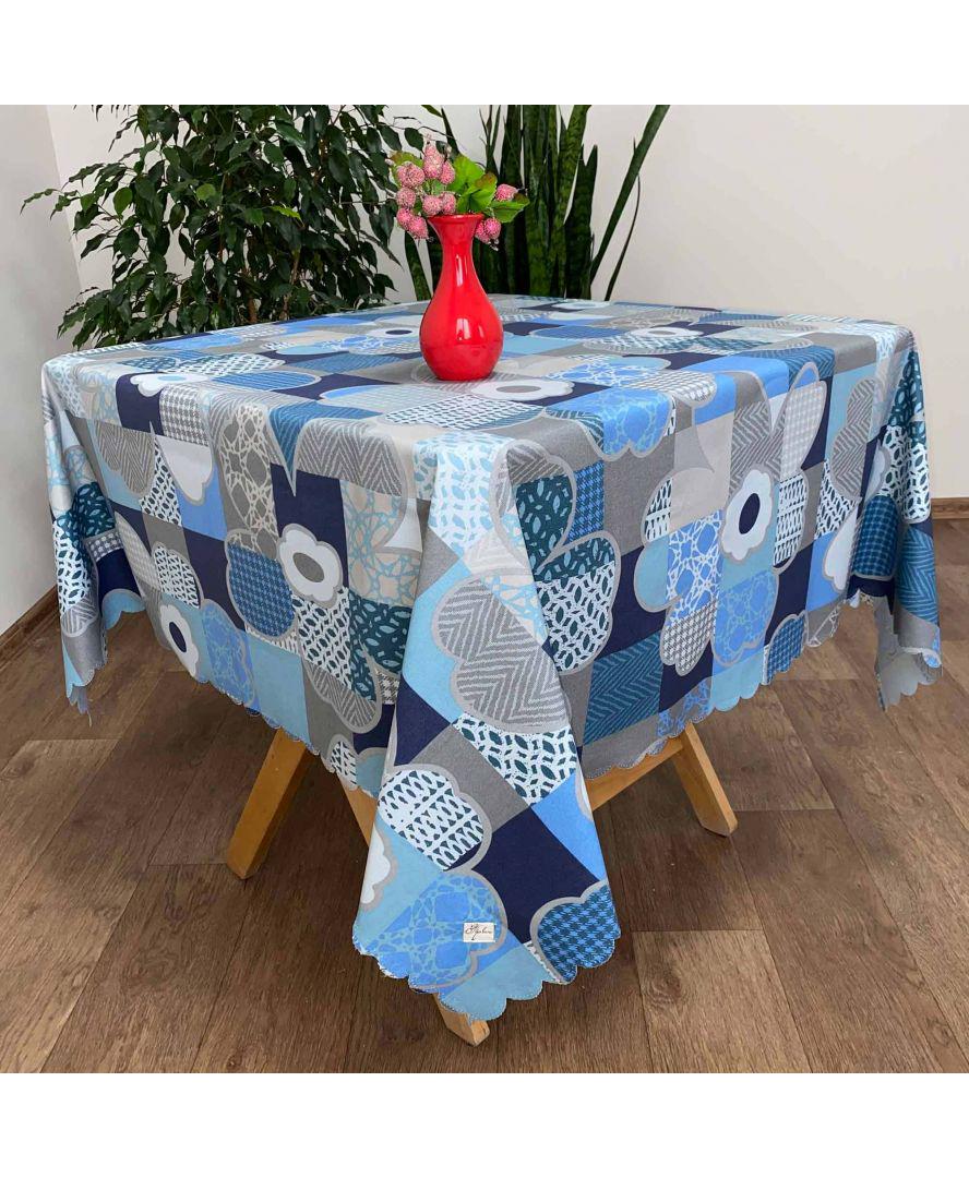 Скатерть водоотталкивающая Simfoni 180x140 Синие цветы
