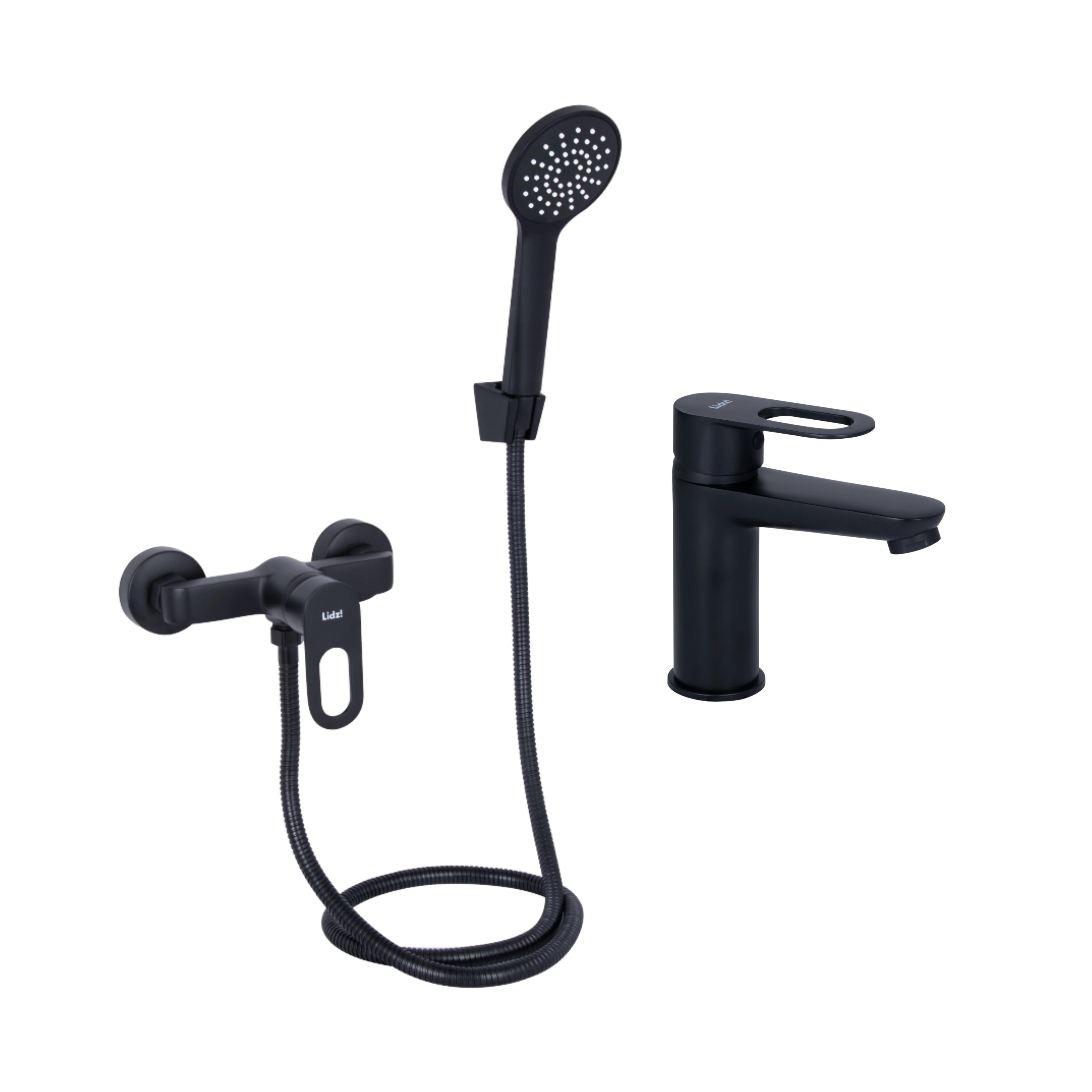 Комплект змішувачів Lidz Latwa для раковини та для душу 2 шт. Black (LDLAT001BLA45418/LDLAT010BLA45421)