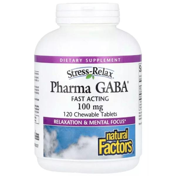 Амино-комплекс Natural Factors Stress-Relax Pharma GABA 100 мг 120 chewable tabs. (000022051)