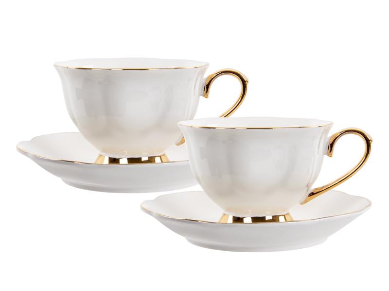 Набор фарфоровых чайных чашек с блюдцем Lefard Снежное утро на 2 персоны 220 мл (922-053)