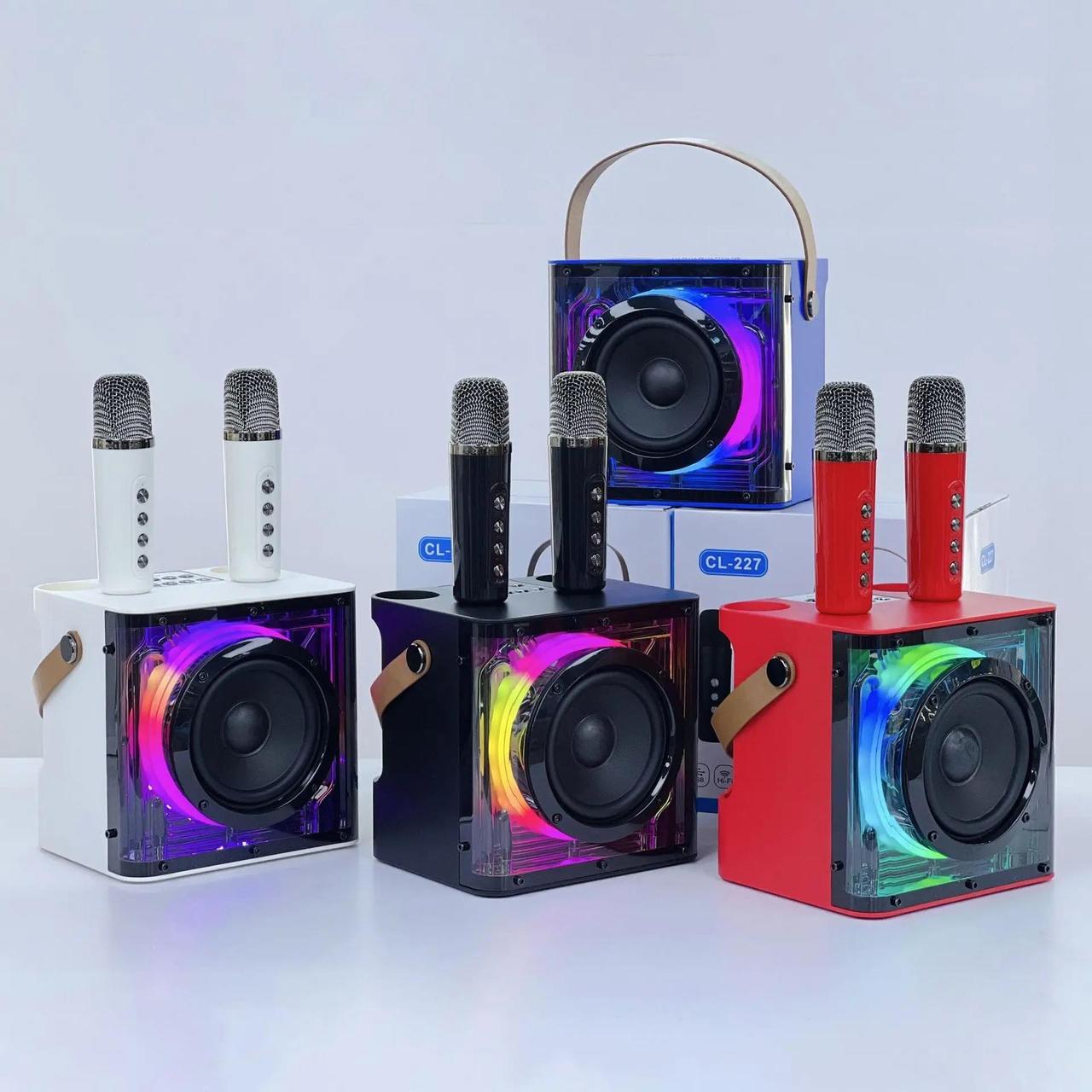 Колонка караоке с двумя микрофонами Bluetooth Speaker Microphones CL-227 портативная - фото 5