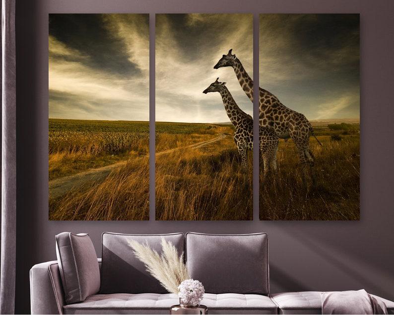 Модульная картина KIL Art Пара жирафов на холсте из трех частей 156x100 см (M3_XL_224)