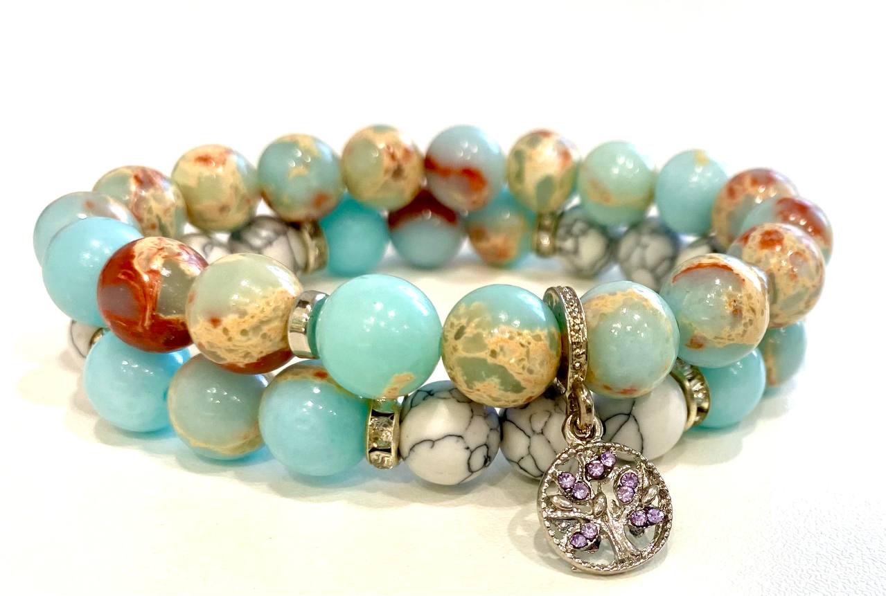 Браслет LITAURS из натурального камня варисцит d 10 мм и металлическими вставками 2 шт. L 18-21 см (250407-1) - фото 6 Браслет LITAURS из натурального камня варисцит d 10 мм и металлическими вставками 2 шт. L 18-21 см (250407-1) - фото 6