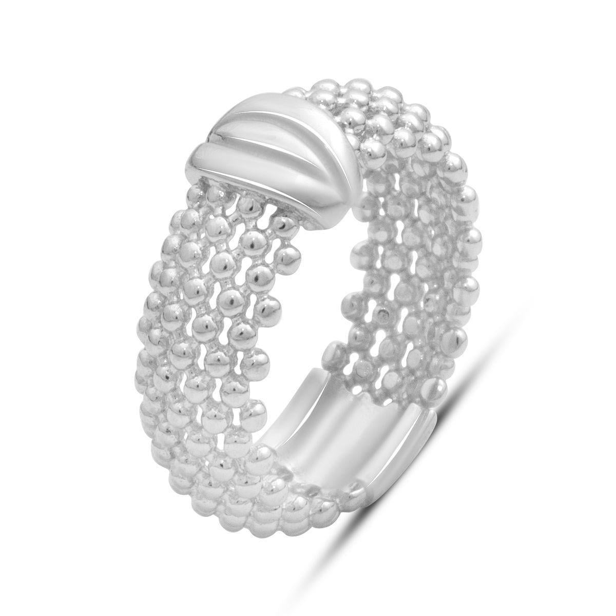 Кольцо серебряное LoveR с рельефным плетением и гладким акцентом р. 18