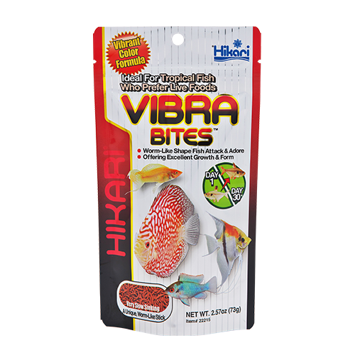 Корм Hikari Tropical Vibra Bites для аквариумных рыбок от 5-6 см до 10 см/черви ~5-6 мм/73 г очень медленно-тонучий (22215)