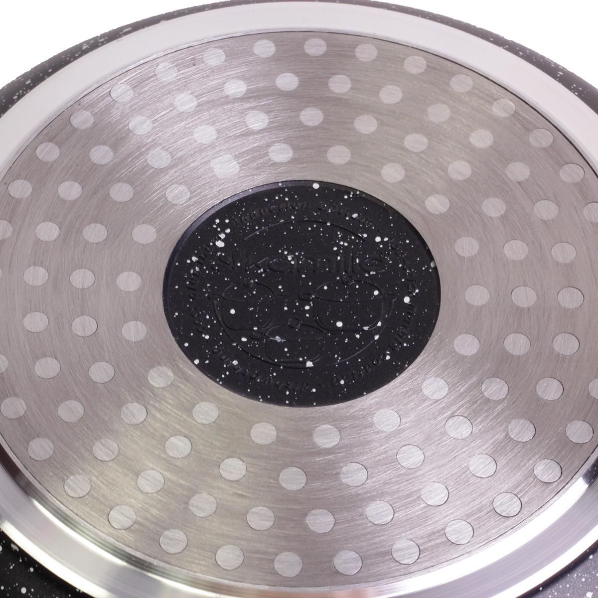 Каструля зі скляною кришкою та антипригарним покриттям Kamille КМ-4405 з литого алюмінію 4,5 л Чорний мармур (150-84-4405) - фото 5 Каструля зі скляною кришкою та антипригарним покриттям Kamille КМ-4405 з литого алюмінію 4,5 л Чорний мармур (150-84-4405) - фото 5