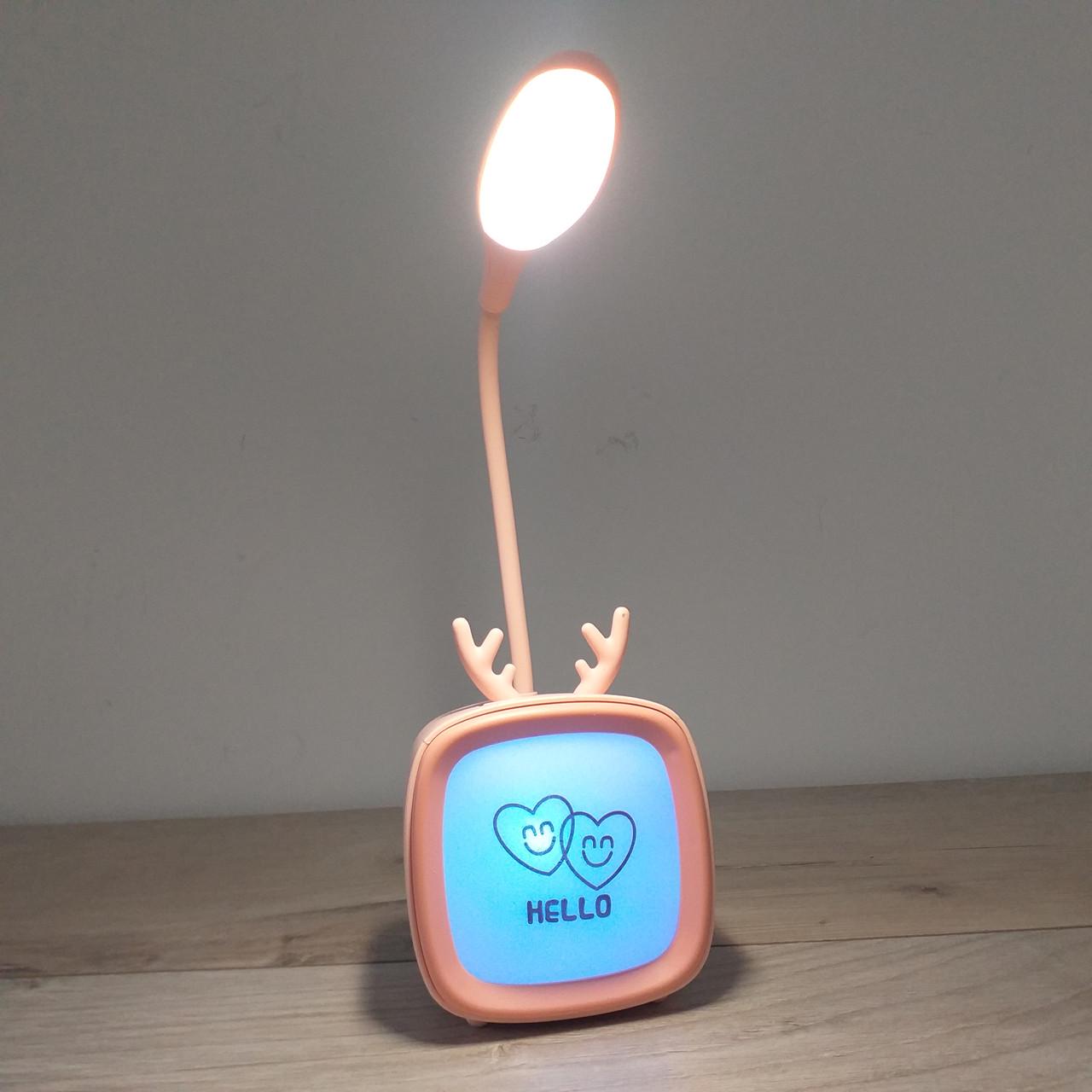 Лампа аккумуляторная настольная USB Hello 400 mAh Розовый (KG-12086) - фото 5
