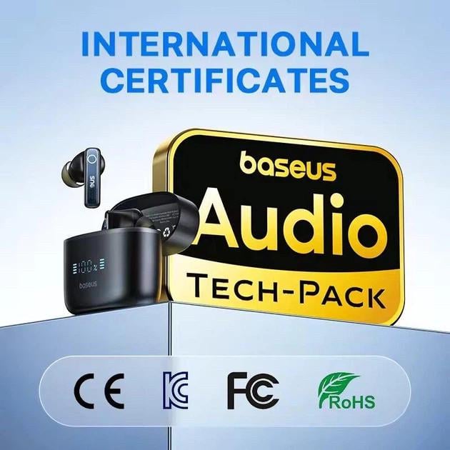 Бездротові навушники BASEUS Bowie 30 True Wireless Earphones 50dB IPX4 ANC BT5.3 65Hrs Black (2835167188) - фото 6