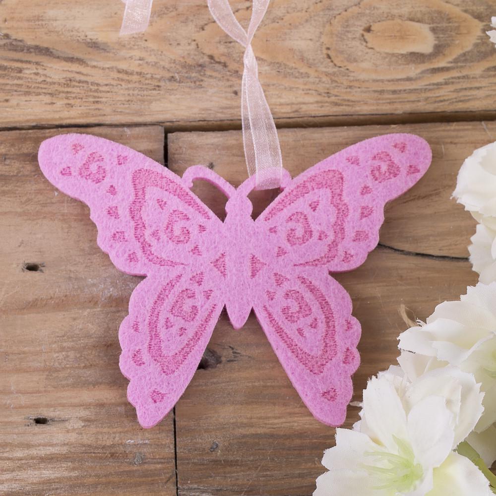 Подвески Бабочки с флизелина Розовый (4068-1)