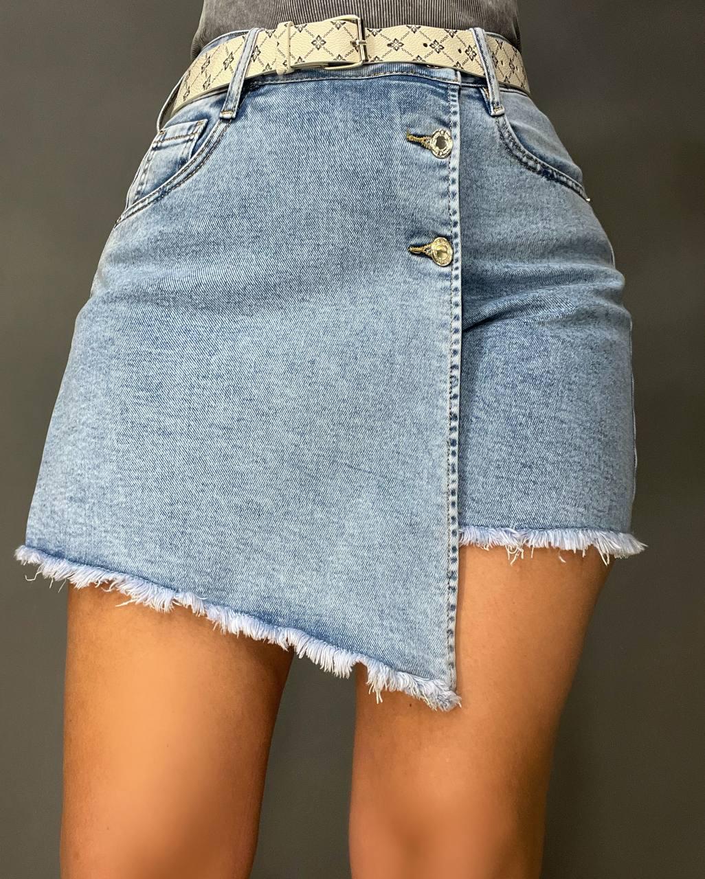 Шорти спідниця жіночі джинсові Diruni 7016-17-18 короткі на запах р. 34 Блакитний (4125) - фото 6 Шорти спідниця жіночі джинсові Diruni 7016-17-18 короткі на запах р. 34 Блакитний (4125) - фото 6