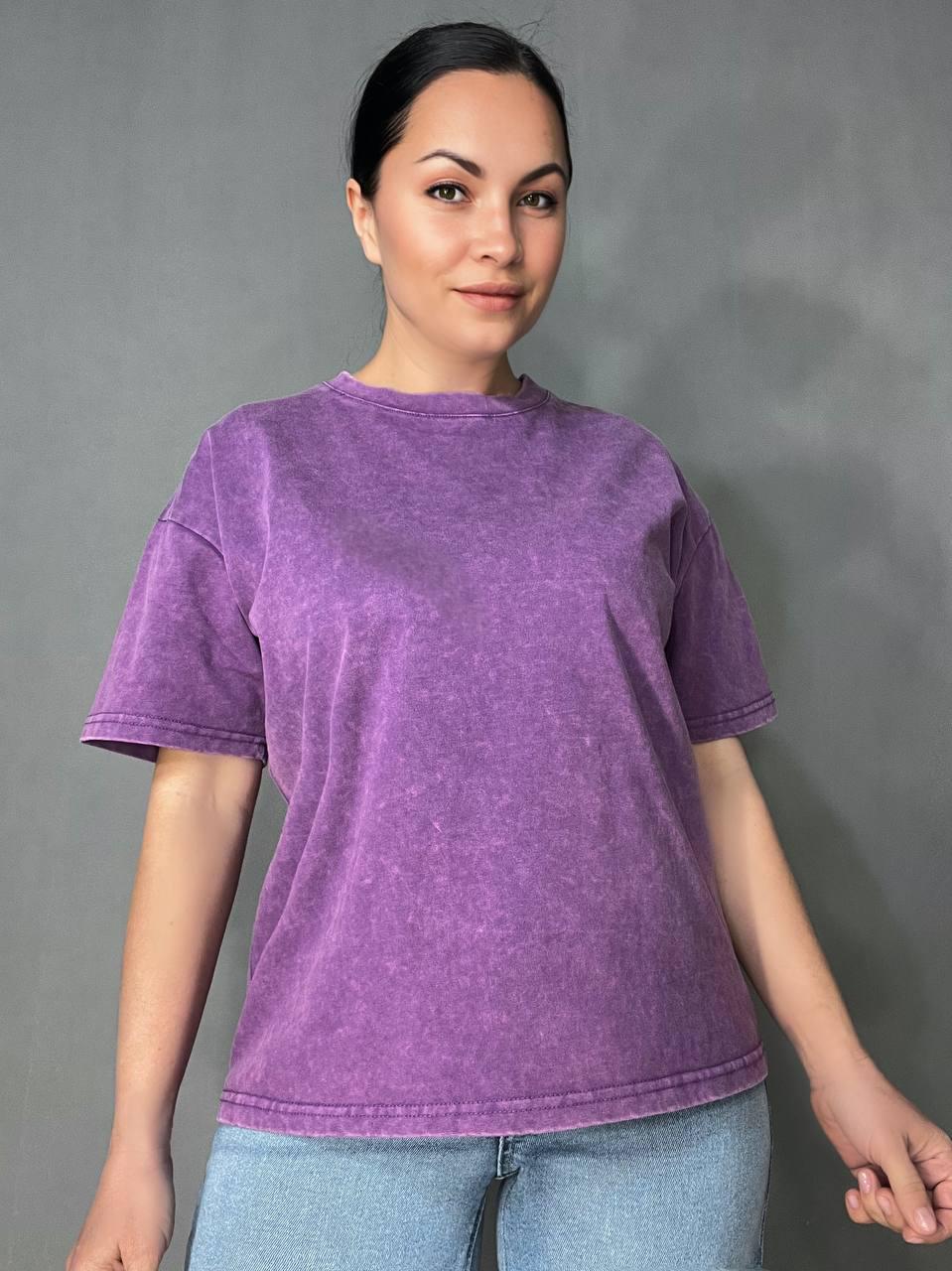 Футболка женская A-N 26662 тай-дай вареная базовая универсальная р. 46 Фиолетовый