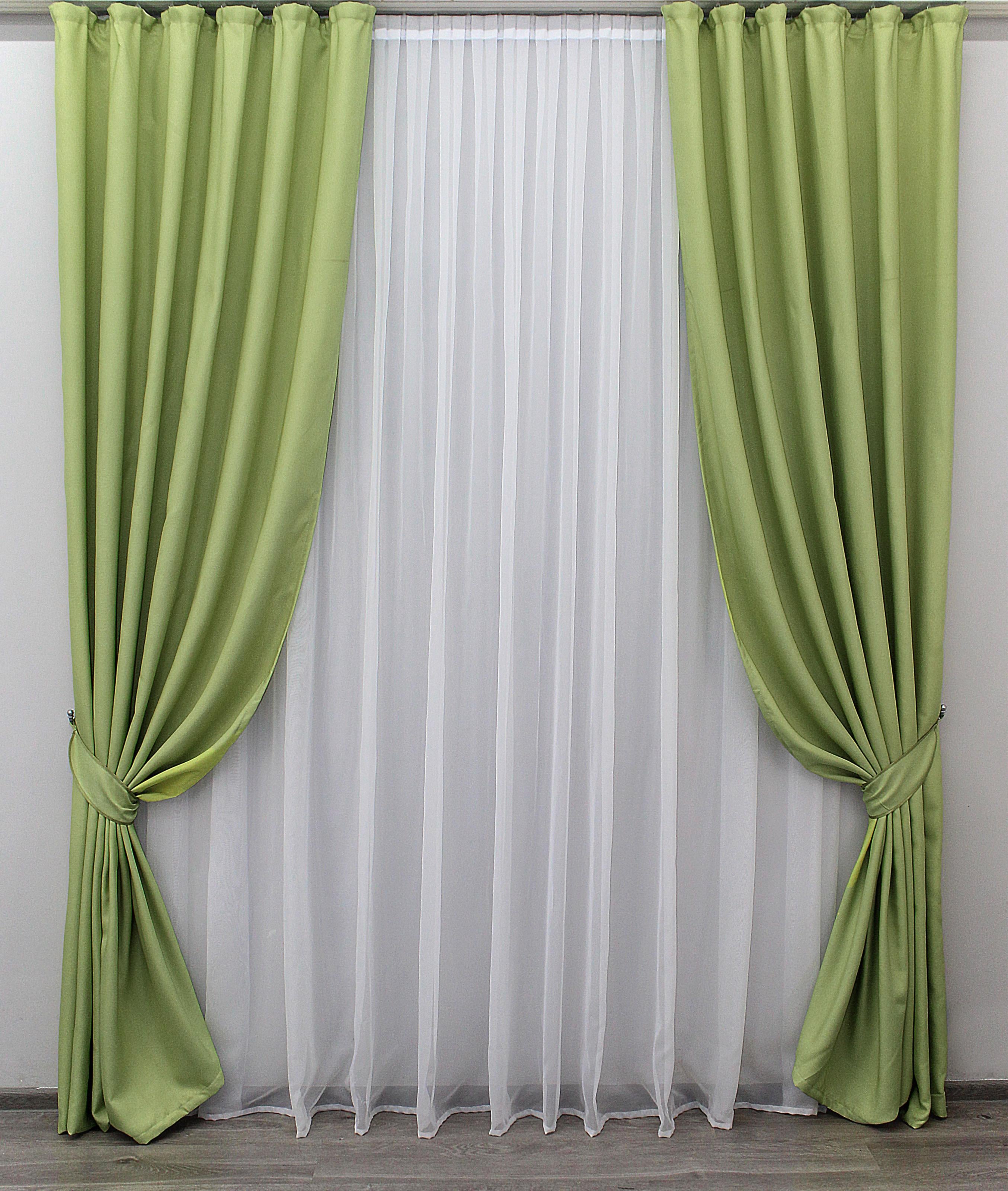 Комплект штор VR-Textil Мешковина №1058ш лен 100х270 см 2 шт. Салатовый (31-374)