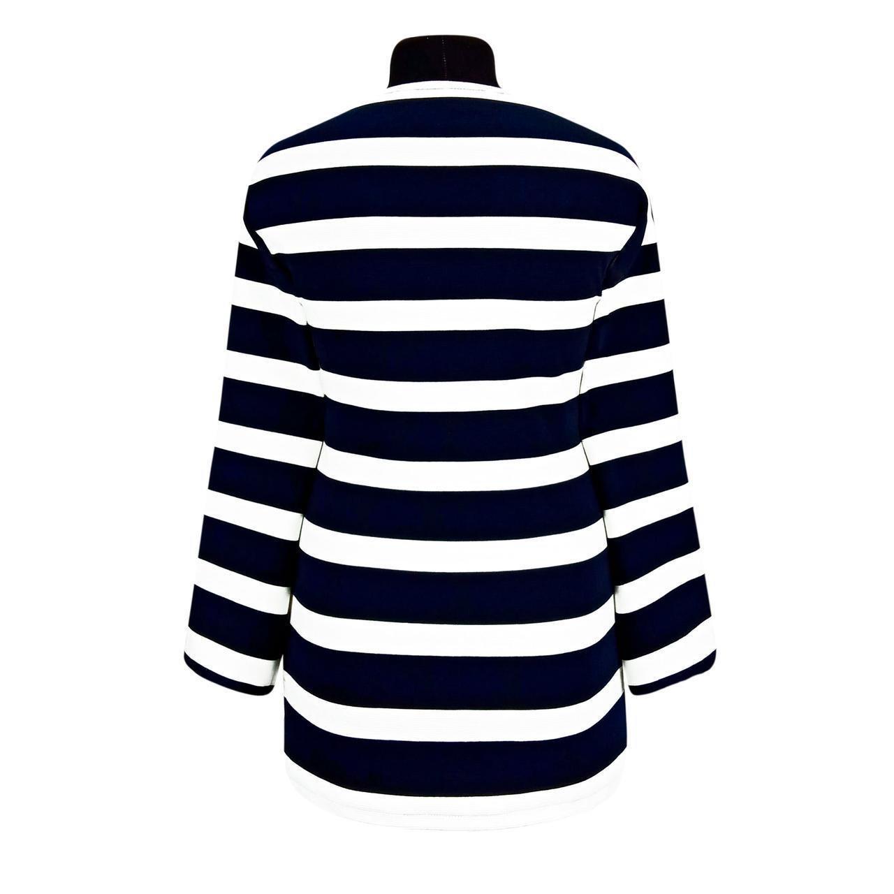 Блузка двунитка з довгими рукавами смужка р.44-46 Синій (871) - фото 3 Блузка двунитка з довгими рукавами смужка р.44-46 Синій (871) - фото 3