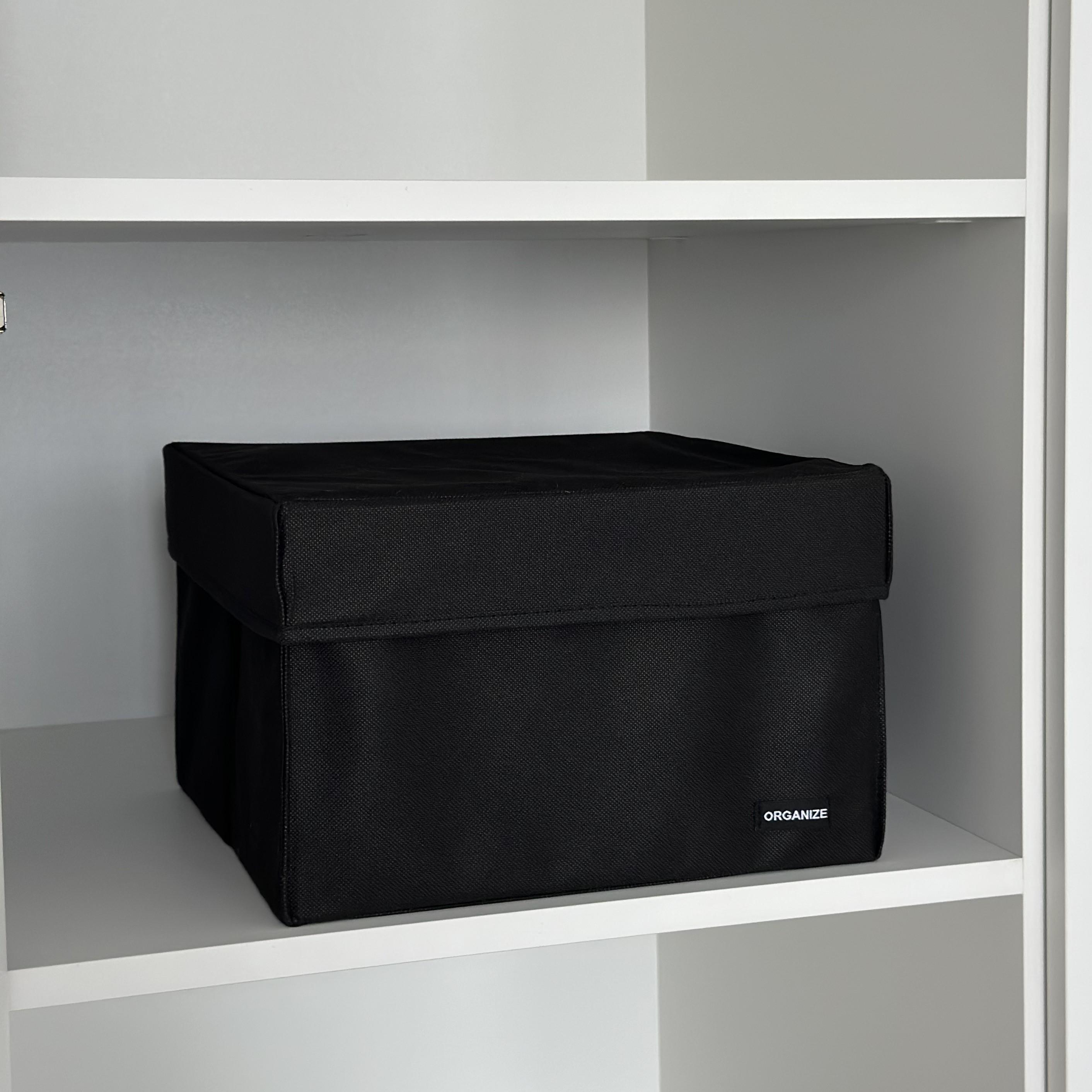 Коробз кришкою для зберігання речей L Чорний (Hy-L-kr-bl) - фото 1 Коробз кришкою для зберігання речей L Чорний (Hy-L-kr-bl) - фото 1