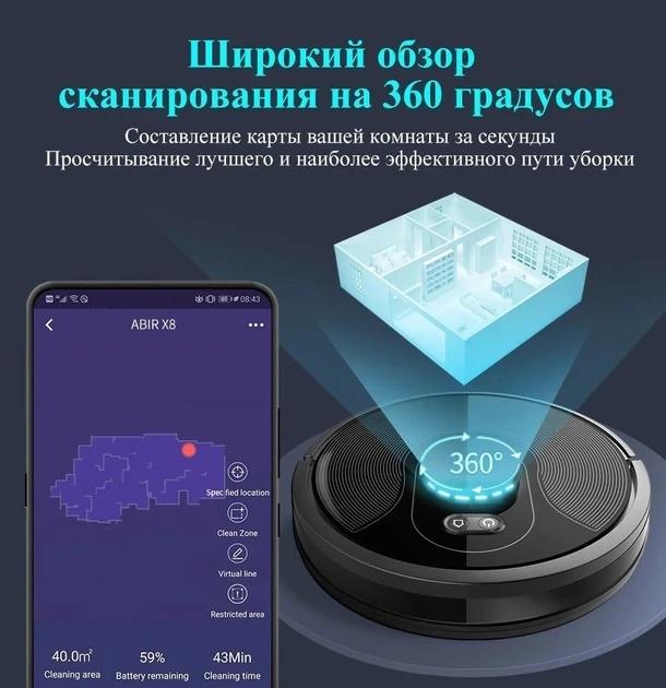 Моющий робот-пылесос Abir X8 с двойной навигацией Lidar/SLAM умной лазерной навигацией для сухой и влажной уборки /УФ стерилизация - фото 14 Моющий робот-пылесос Abir X8 с двойной навигацией Lidar/SLAM умной лазерной навигацией для сухой и влажной уборки /УФ стерилизация - фото 14