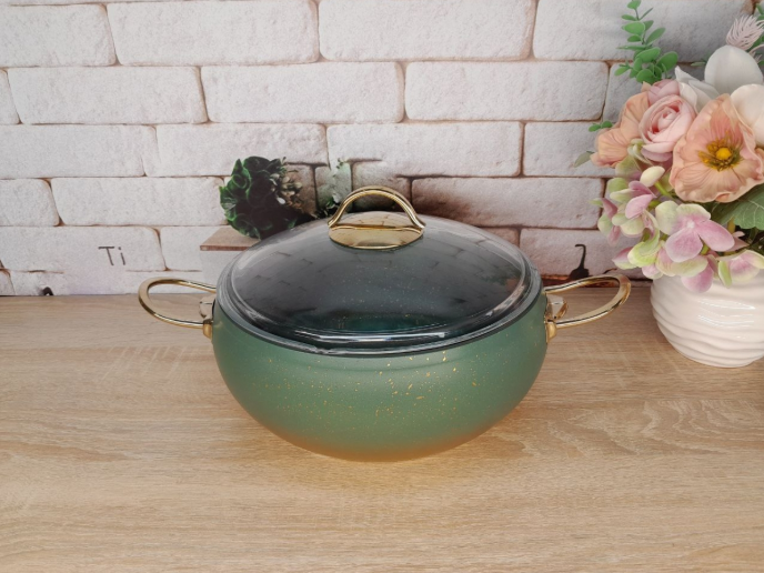 Каструля з кришкою OMS з антипригарним покриттям для газу/без індукціі 4,5 л Зелений (30654580)