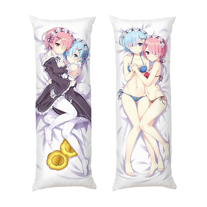Подушка дакимакура Ram and Rem together ReZero габардин 120х40 см