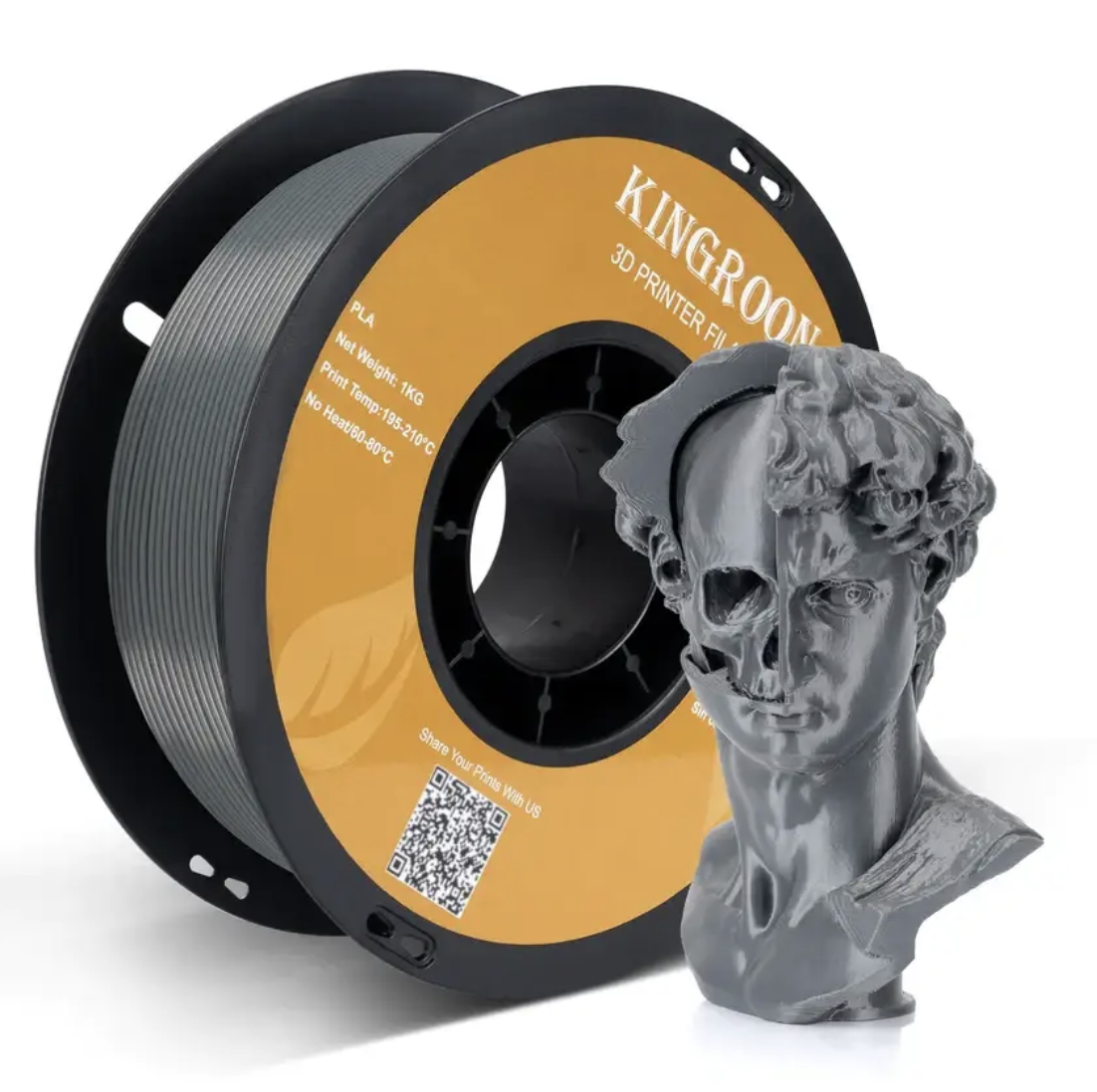 Пластик для 3D-принтера KINGROON PLA 1,75 мм 1 кг Grey (NPLA004) Пластик для 3D-принтера KINGROON PLA 1,75 мм 1 кг Grey (NPLA004)