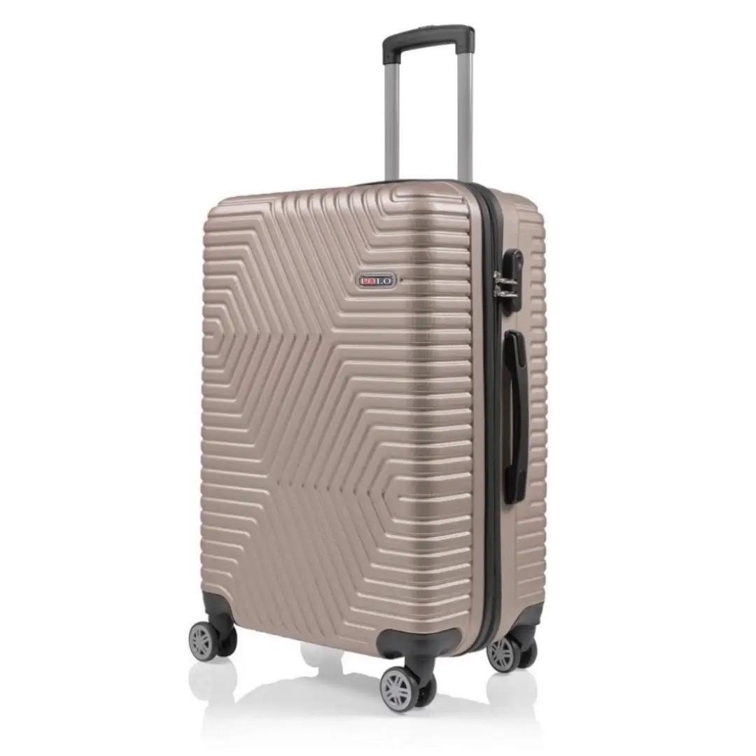 Чемодан Polo ПК004-L поликарбонат на 4-х двойных колесах большой L 120 л Бежевый