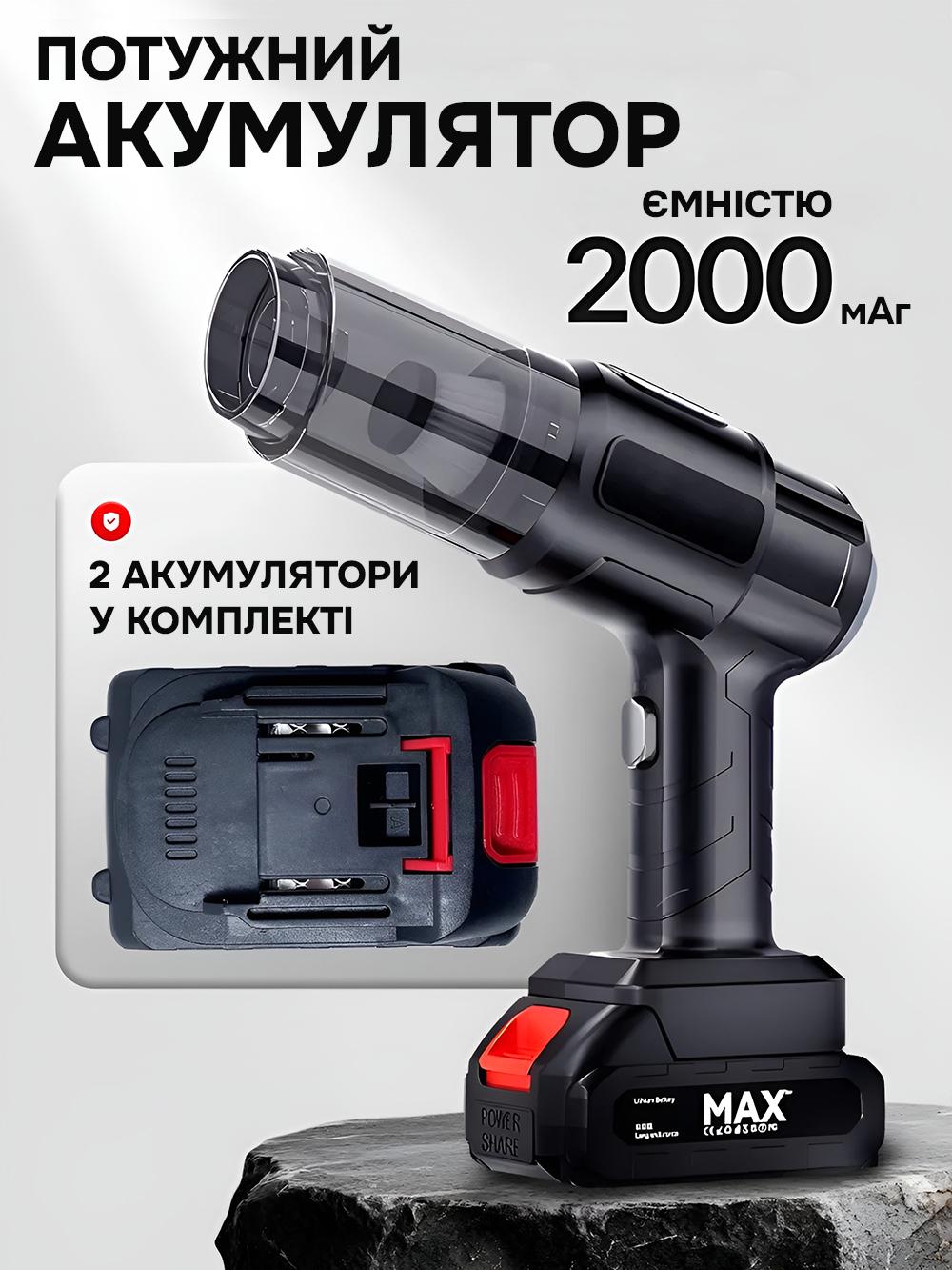 Пилосос ручний Yan YI ST-6631 бездротовий 4в1 з функцією видування Чорний (4a27a73d) - фото 7