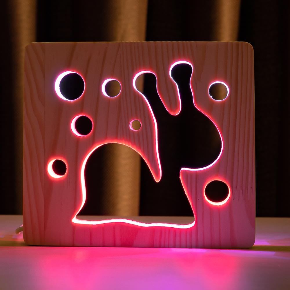Ночник из дерева ArtEco Light LED RGB Улитка с пультом (1020423)
