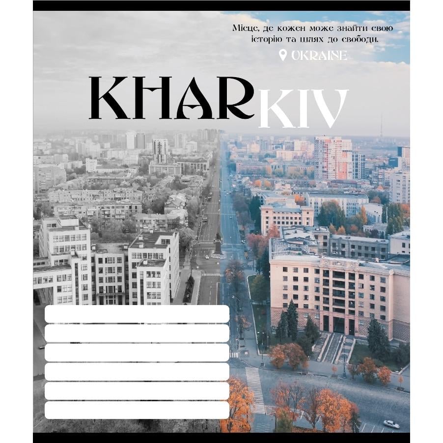 Тетрадь общая Школьник Черно-белые города в клетку 18 листов (018-530070K-4)