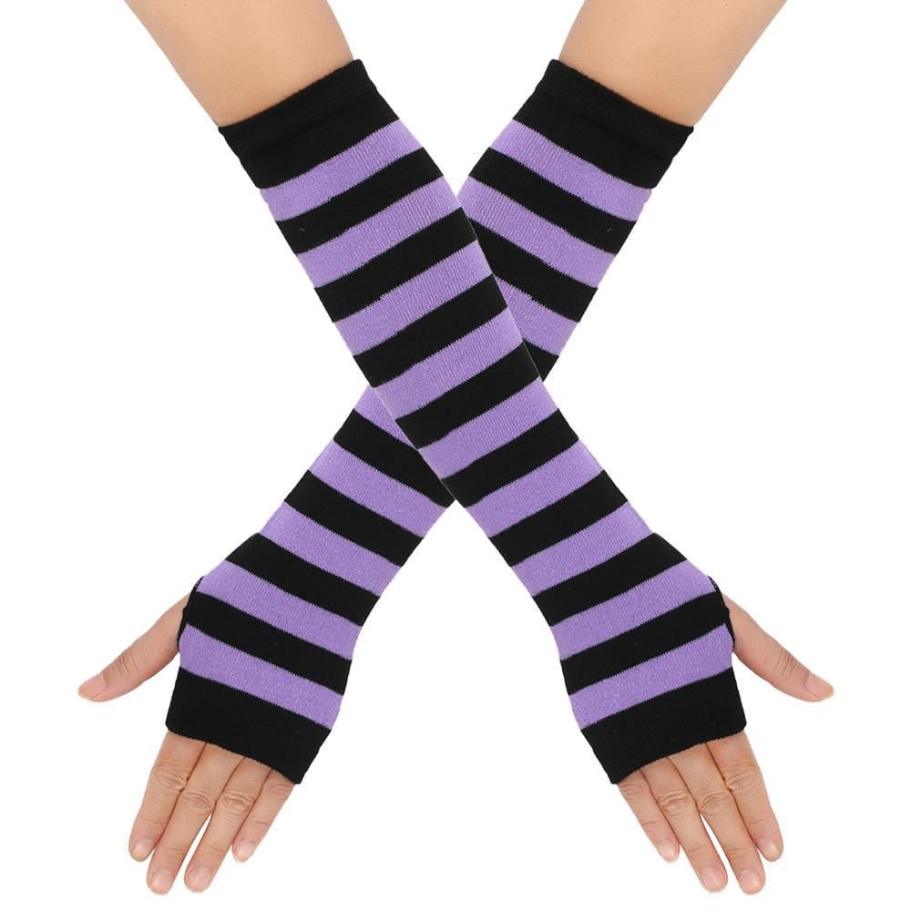 Митенки полосатые One size Черно-фиолетовый (2191)