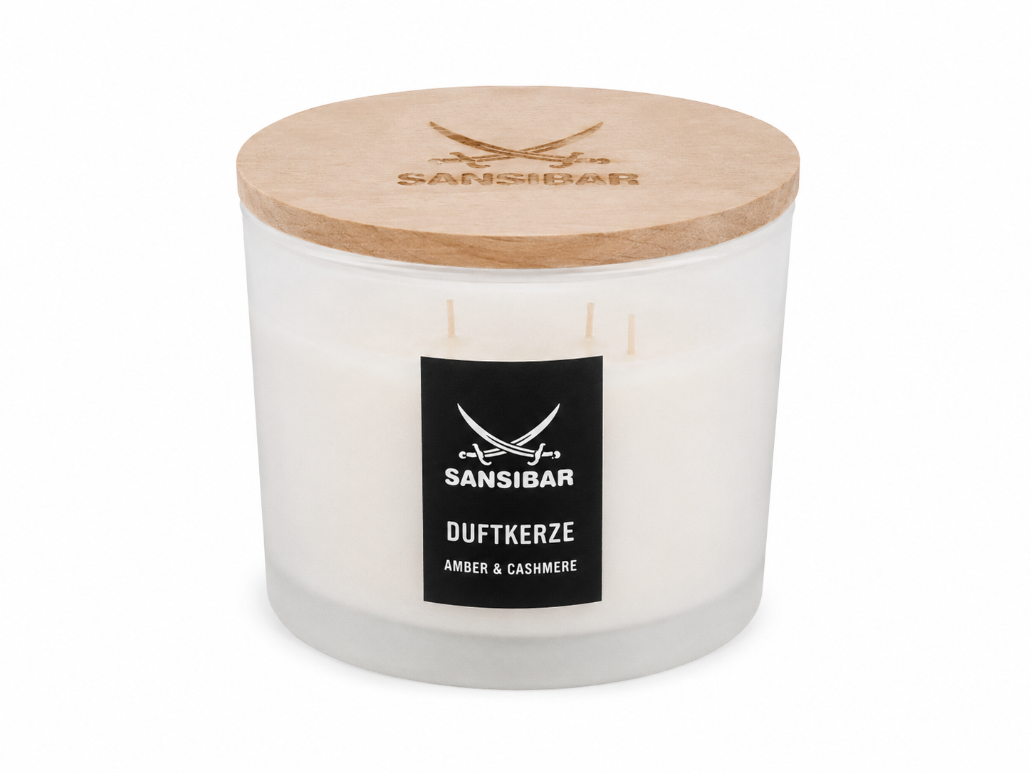Свічка ароматична Sansibar Duftkerze Amber & Cashmere з дерев’яною кришкою