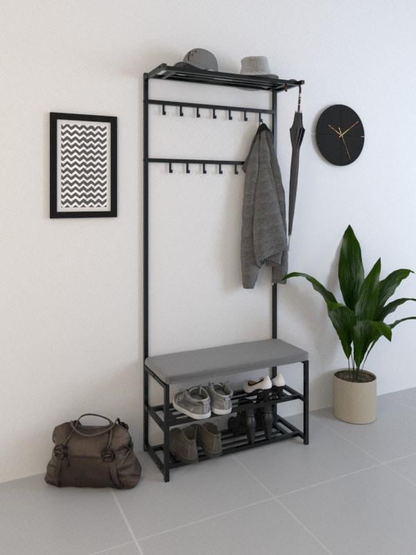 Прихожая металлическая SUNRISE-3 80 см Черный/Серый