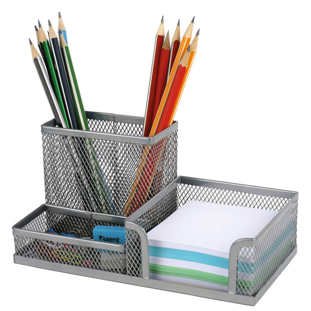 Органайзер металлический настольный для канцелярии 3 отделения Серый