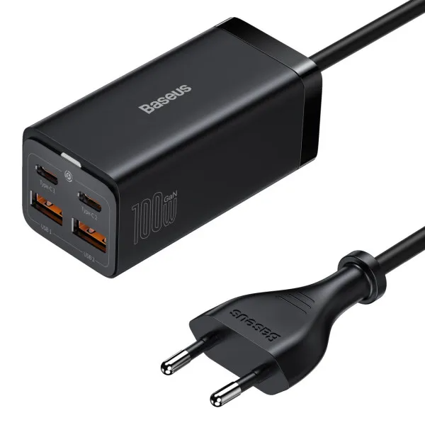 Блок живлення BASEUS GaN3 Pro 100W 2xUSB 2xType-C Quick charge та кабель USB-C 100W Black - фото 5