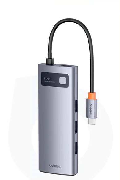 Хаб мультифункциональный USB Baseus 2 USB-C 4K при 60 Гц HDMI 3xUSB 3.0 PD 100 Вт порт Type C картридер SD/TF 7в1 (28337953)