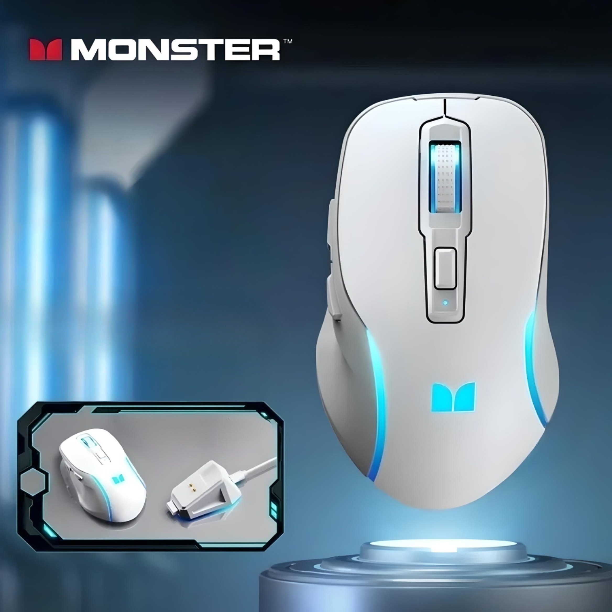 Компьютерная мышка MONSTER Airmars X1 RGB с док-станцией 8000DP Белый (18955914) - фото 2