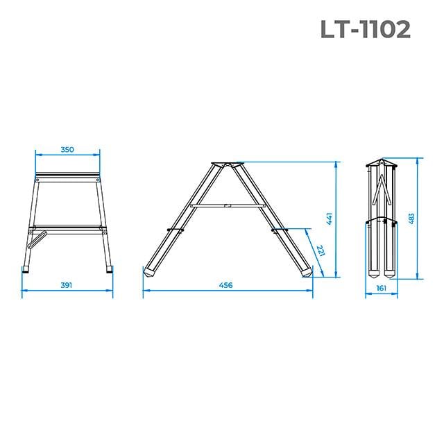 Драбина Intertool LT-1102 алюмінієва двостороння 2 сходинки висота 440 мм (129077) - фото 7