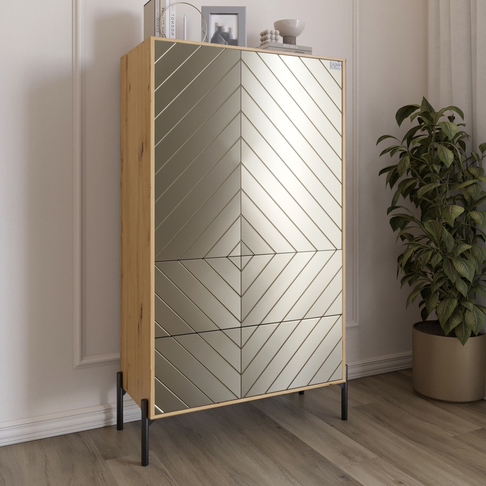 Комод-пенал Lion Амарант 84x40x150 см Дуб Артизан/Перламутровый металлик (LION-042155)