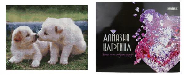Алмазная картина Strateg Белоснежные щенки 40х50 см (FA10156-mt)