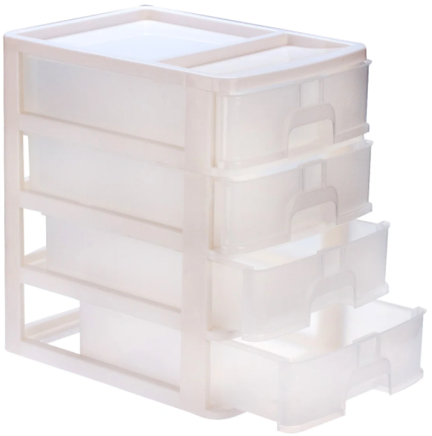 Комод настільний для зберігання дрібних речей A4 на 4 ящики пластиковий Білий (147-46-10319) Комод настільний для зберігання дрібних речей A4 на 4 ящики пластиковий Білий (147-46-10319)