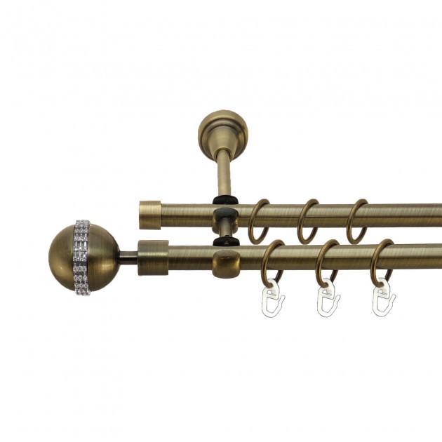 Карниз трубчатый Orvit Авея двухрядный 16/16 мм 240 см Антик (000-5772) - фото 2