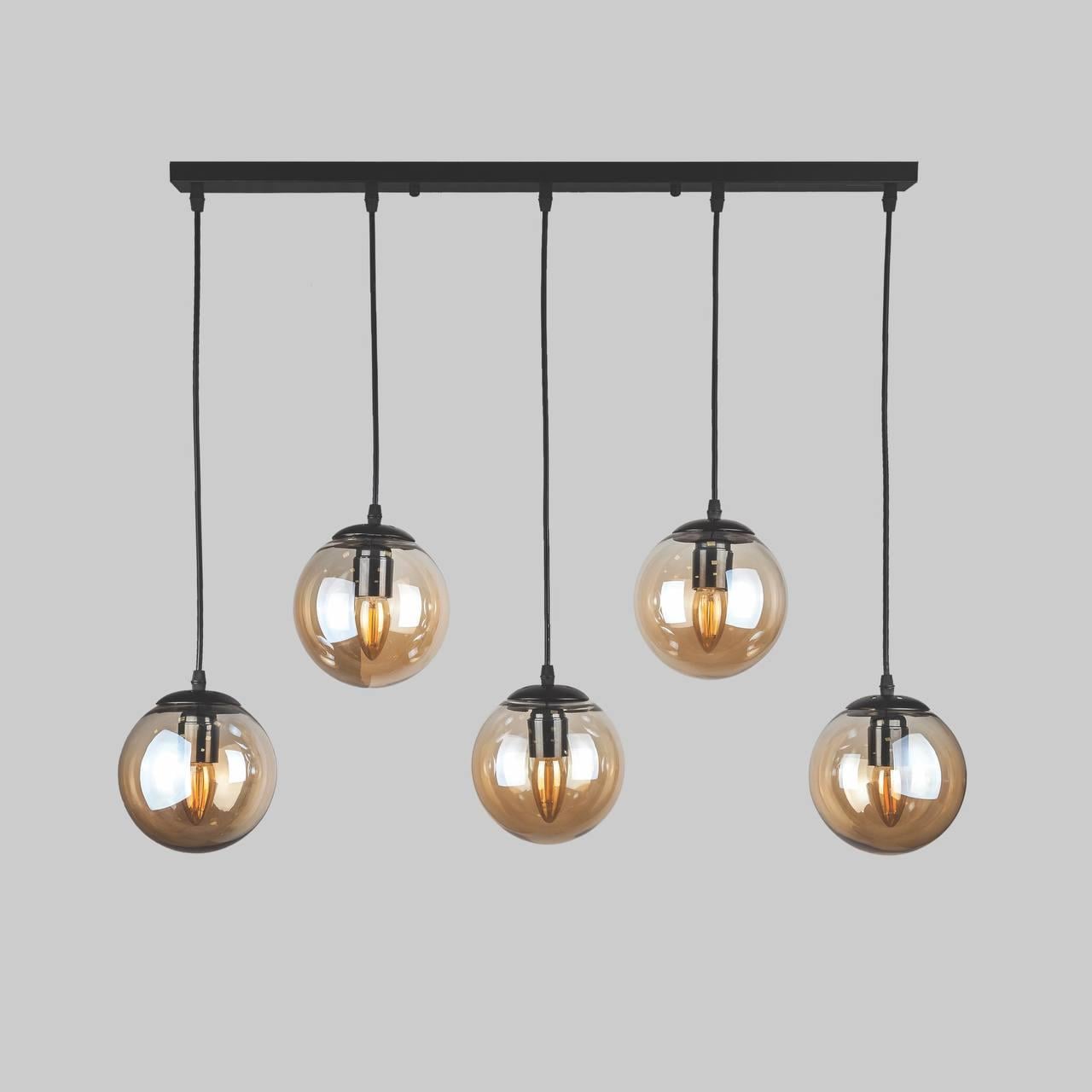 Люстра на пять кофейных шаров Черный (56-PR150F-5 BK+ BR) Люстра на пять кофейных шаров Черный (56-PR150F-5 BK+ BR)