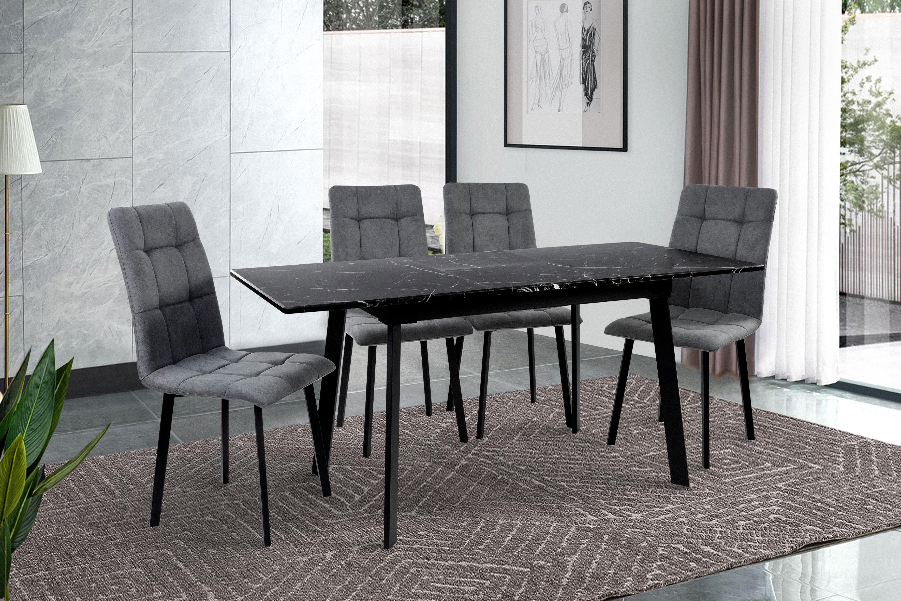 Обеденный стол Фиджи Этна 1200/1600х750х760 мм Черный/Мрамор черный (GAА0057685) - фото 4