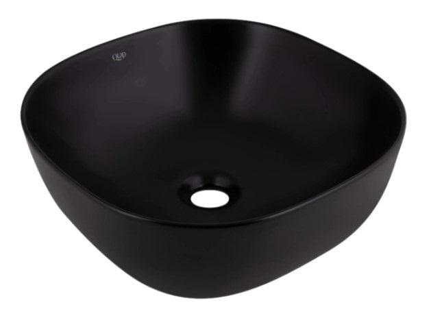Раковина накладная Qtap Kolibri 400х400х140 мм с донным клапаном Matt Black (QT10112144MBMBN47316)