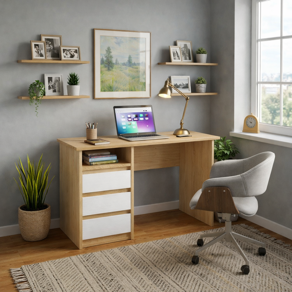 Письменный стол V-Star WD2 с 3 ящиками ЛДСП 1100х600х736 мм Дуб сонома комби (34118272)