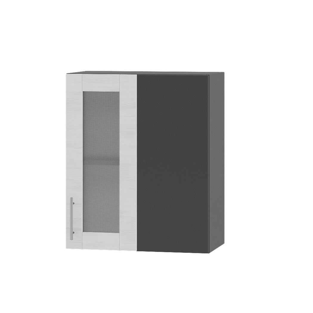 Шкаф верхний Эверест Оптима модуль угловой Верх витрина ВВ27-600 60х30х72 см Северное Дерево Светлое/Антрацит (06356)