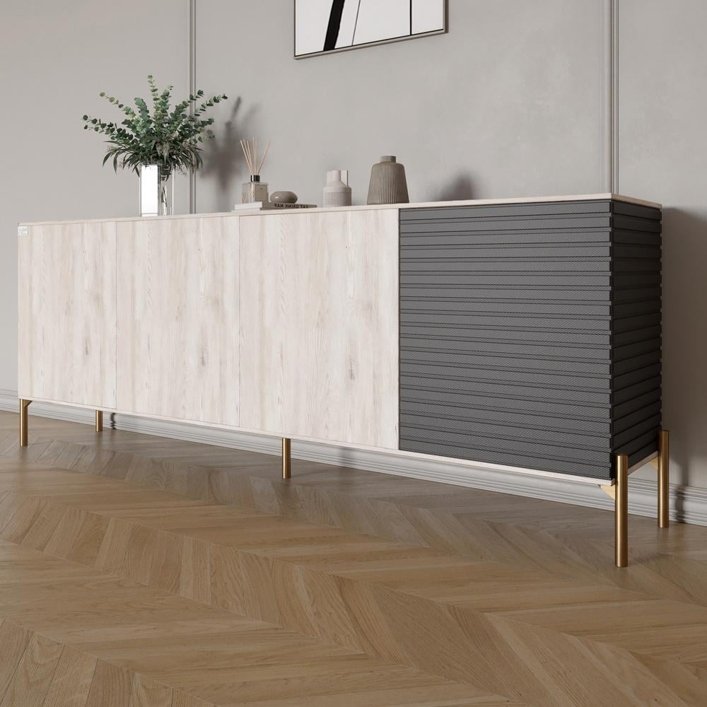 Комод Lion Грей на золотих металевих ніжках 204x38x76,5 см Самоа Димчастий/Асфальт (000-000-2095) Комод Lion Грей на золотих металевих ніжках 204x38x76,5 см Самоа Димчастий/Асфальт (000-000-2095)