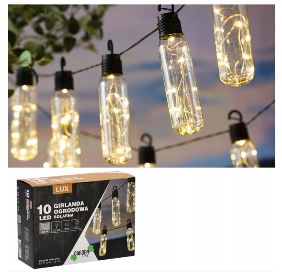 Гірлянда садова GardenLine SOL3668 10 LED декоративна на сонячній батареї 3,8 м Теплий білий - фото 4 Гірлянда садова GardenLine SOL3668 10 LED декоративна на сонячній батареї 3,8 м Теплий білий - фото 4