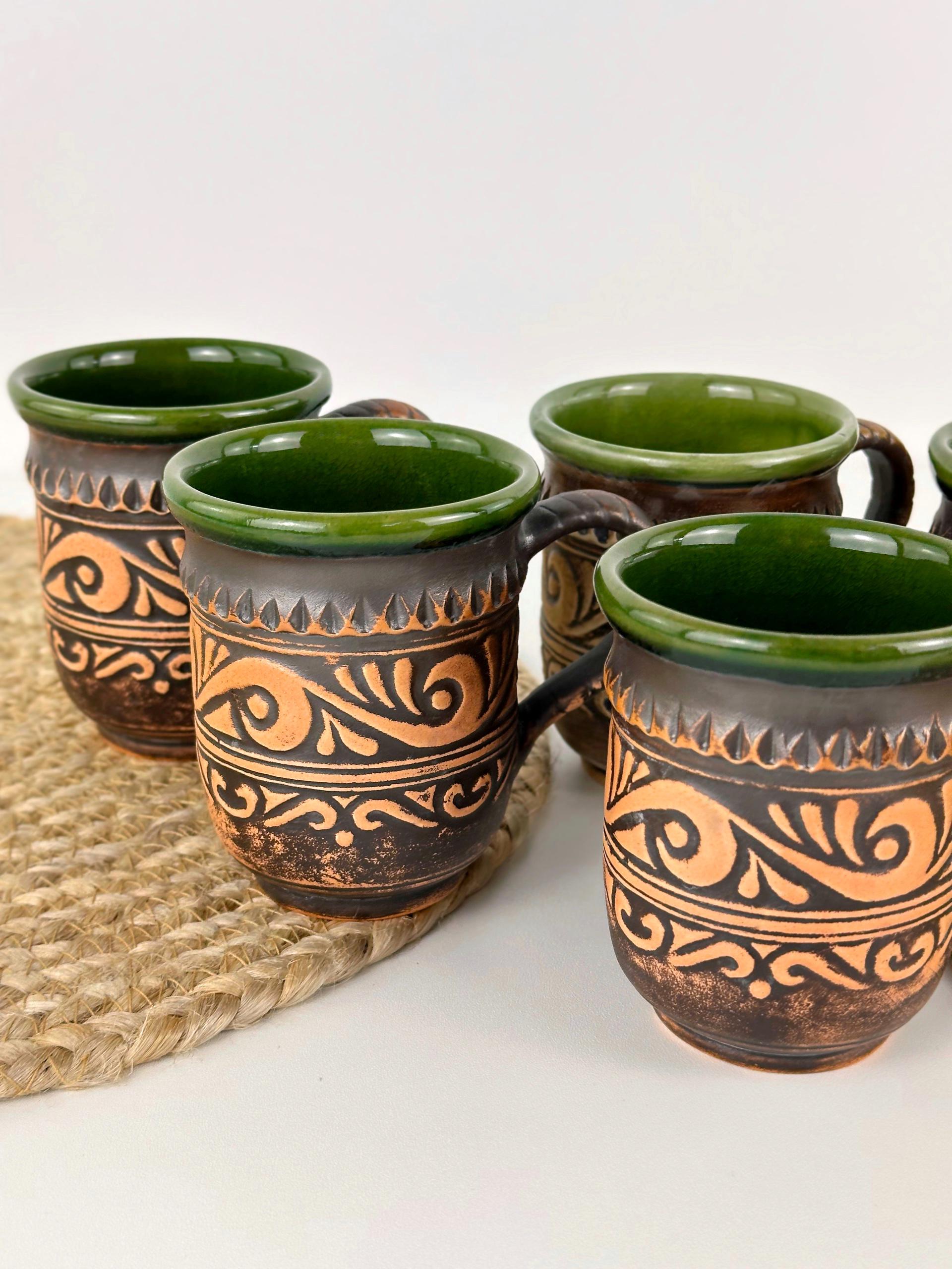 Набор глиняных высоких чашек Гражда 0,3 л х 6 шт. Коричневый (17019-23) - фото 2 Набор глиняных высоких чашек Гражда 0,3 л х 6 шт. Коричневый (17019-23) - фото 2