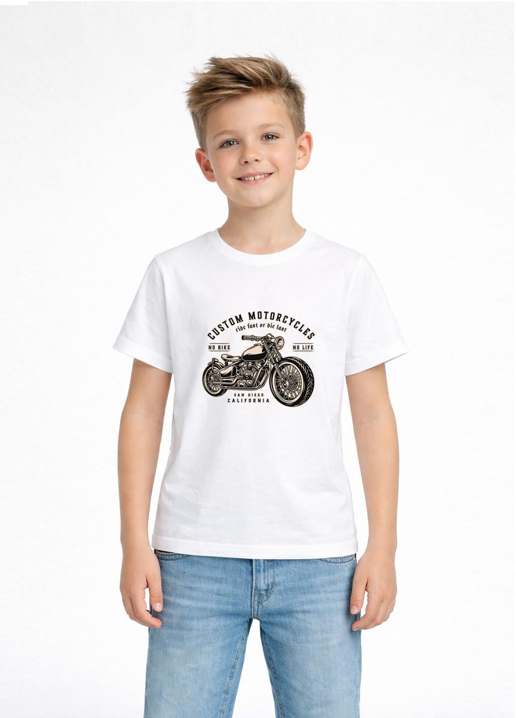 Футболка детская Наталюкс "Motorcycle" р. 34 122-128 см Белый (1238053200041)